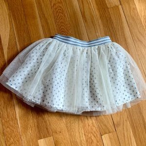 Mini Boden Girls’ 4-5Y Ivory Tulle Skirt with Blue Polka Dots
